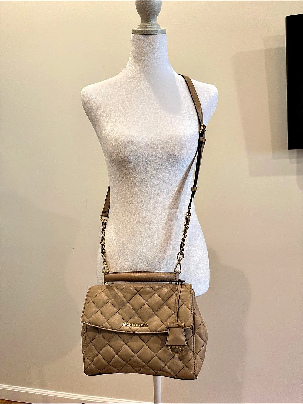 Michael Kors Tribeca Medium Quilted Leather Satchel Brown